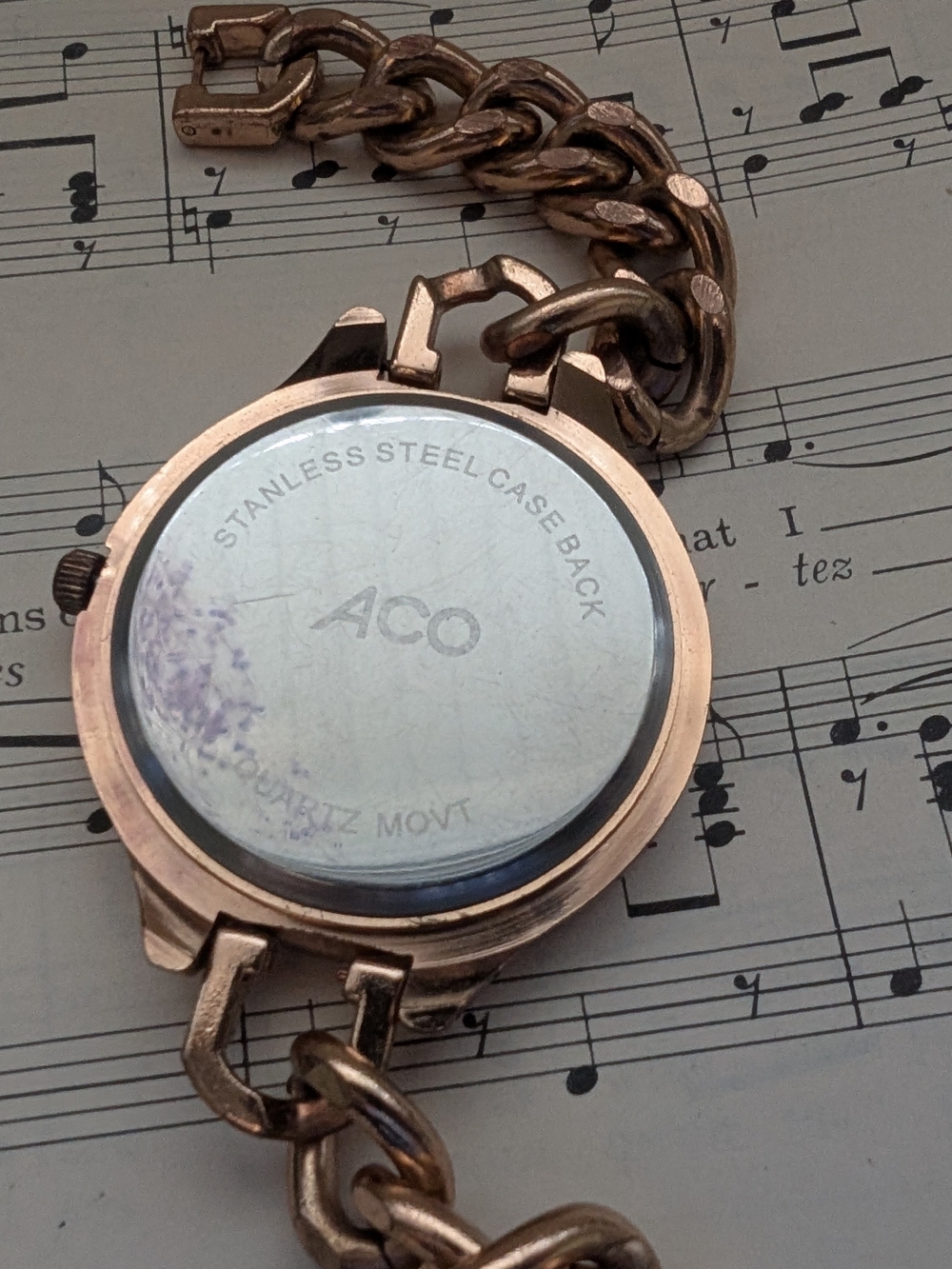 ACO Rose Gold Chain-Link Quartz Watch - Picture 6 of 7